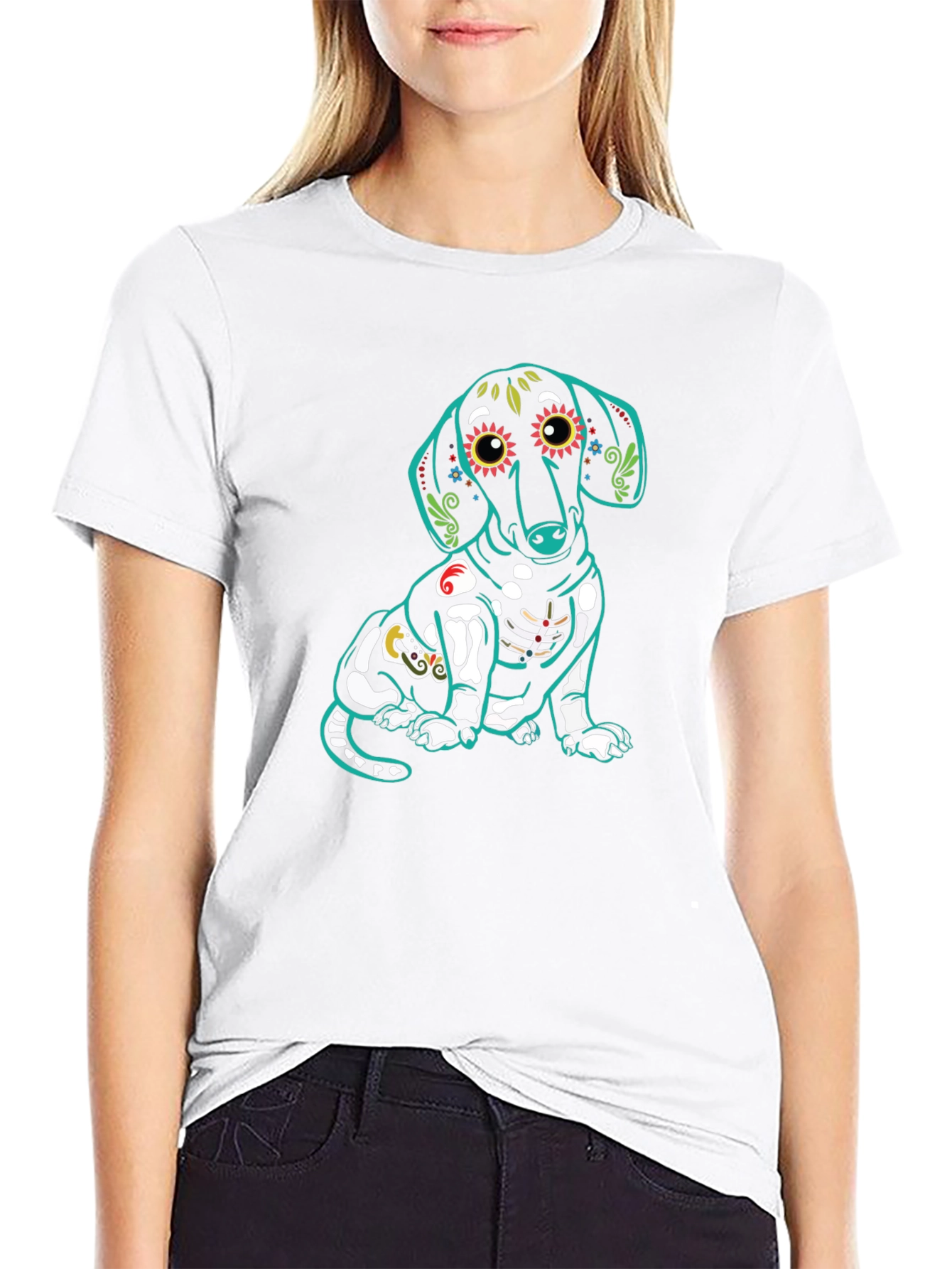 Dachshund Skeleton T-Shirt - Sugar Skull Dog Tee