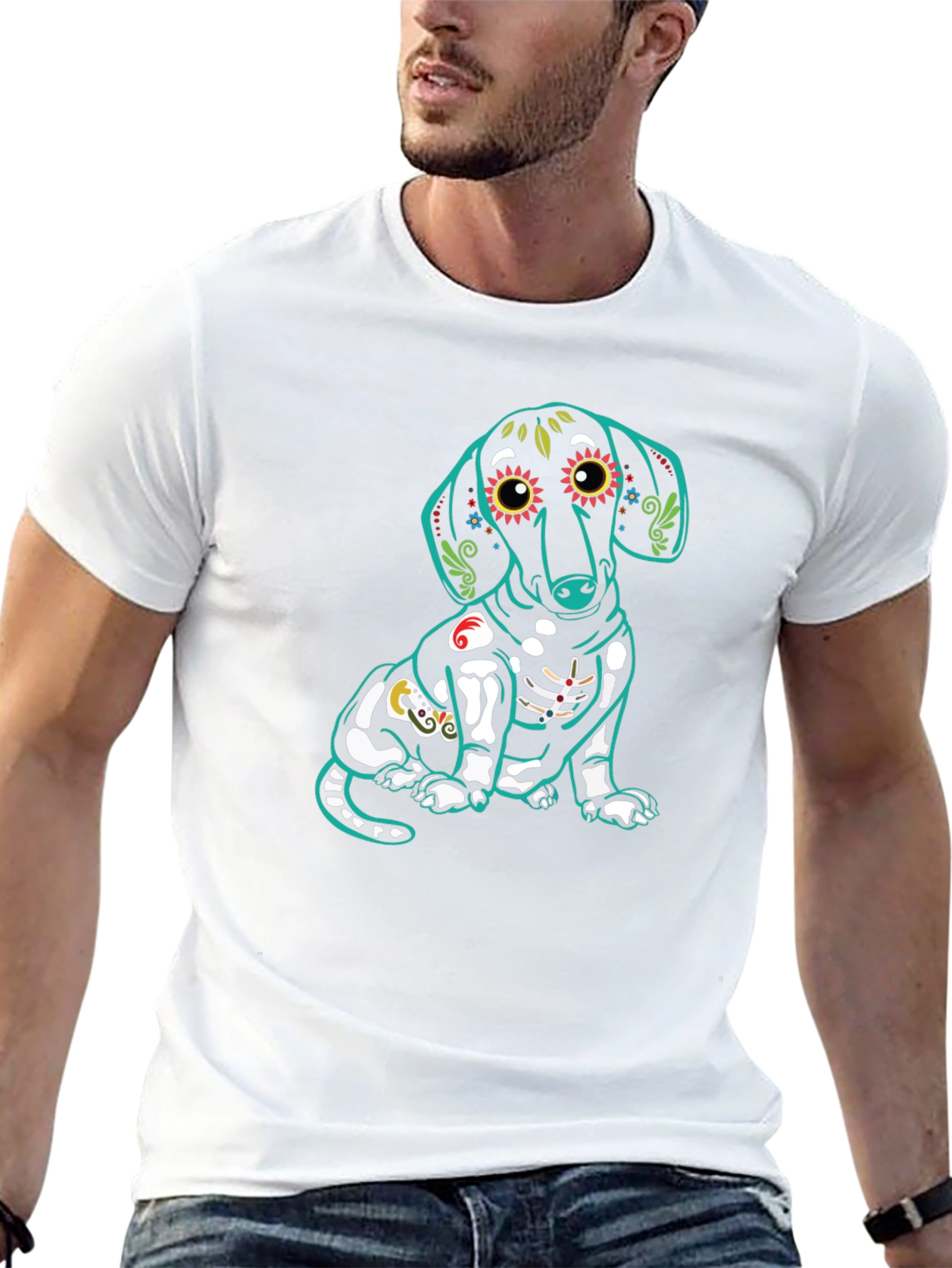 Dachshund Skeleton T-Shirt - Sugar Skull Dog Tee