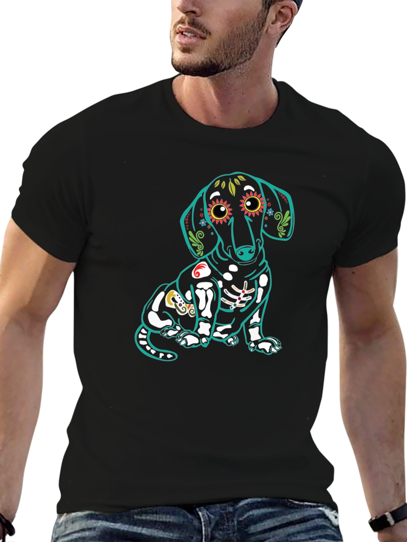 Dachshund Skeleton T-Shirt - Sugar Skull Dog Tee