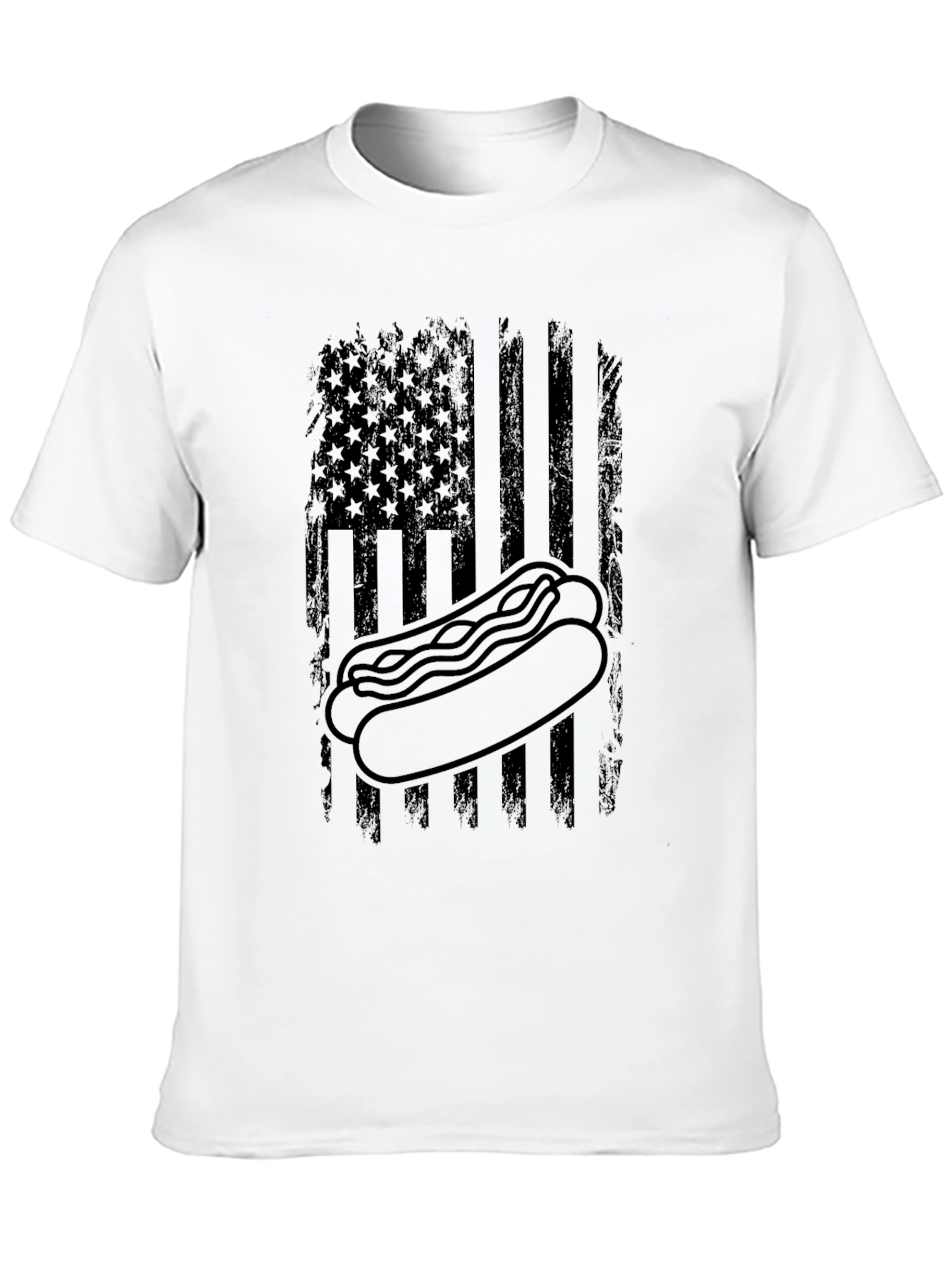 Hot Dog American Flag Graphic T-Shirt