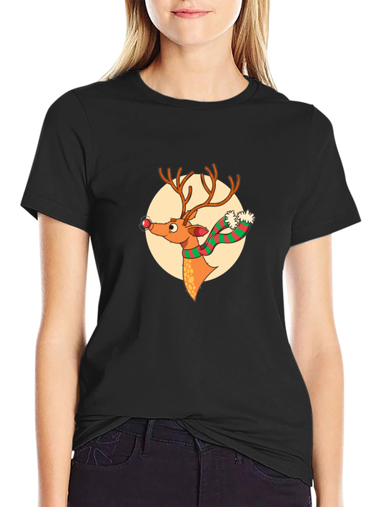Festive Reindeer Graphic Tee - Holiday Style