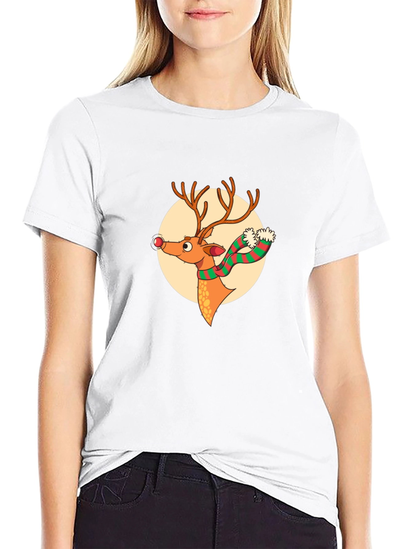 Festive Reindeer Graphic Tee - Holiday Style