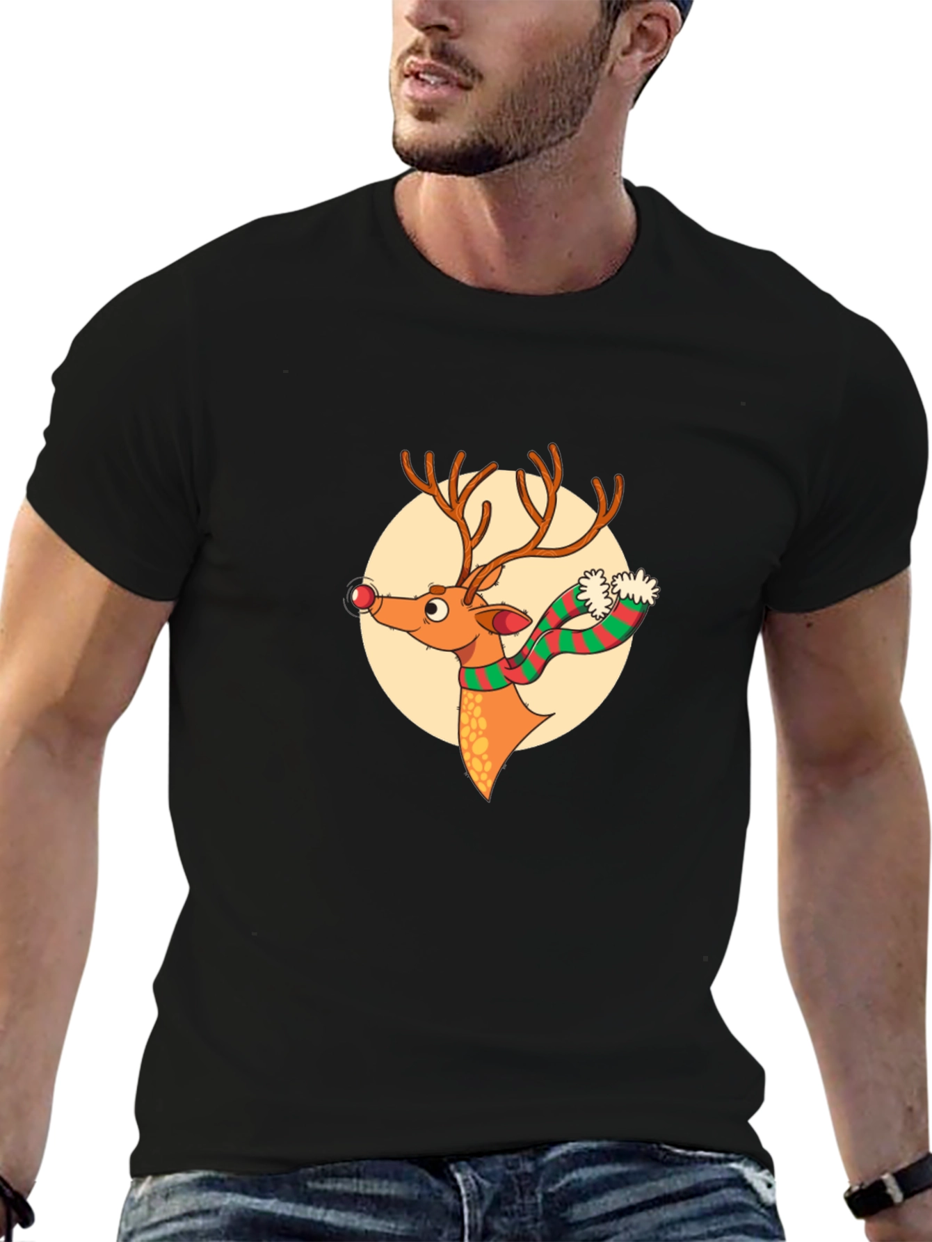 Festive Reindeer Graphic Tee - Holiday Style