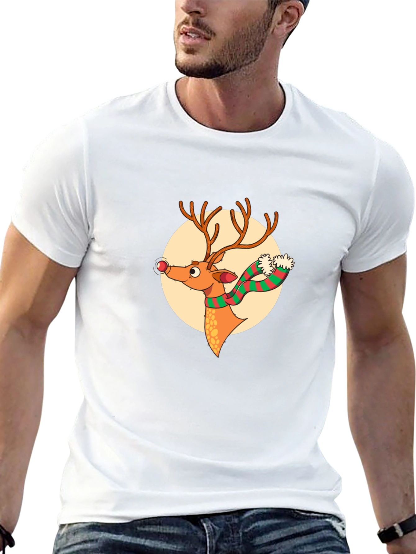 Festive Reindeer Graphic Tee - Holiday Style