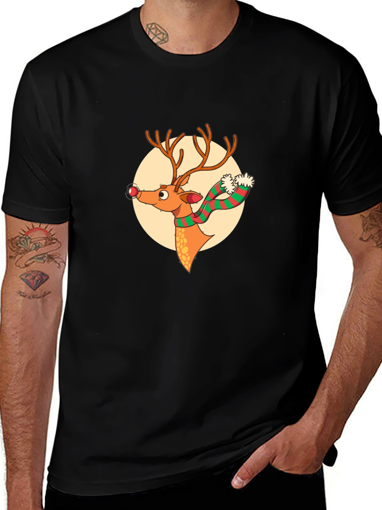 Festive Reindeer Graphic Tee - Holiday Style