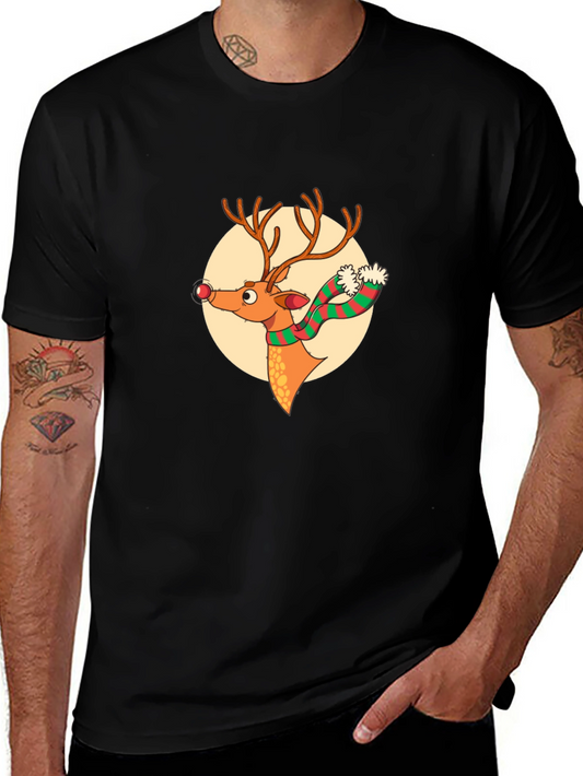 Festive Reindeer Graphic Tee - Holiday Style