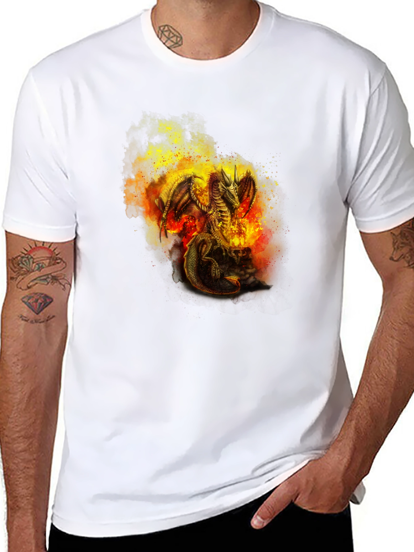 Fiery Dragon Graphic T-Shirt - Black