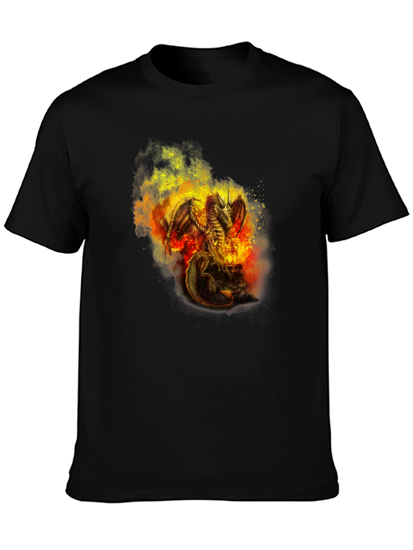Fiery Dragon Graphic T-Shirt - Black