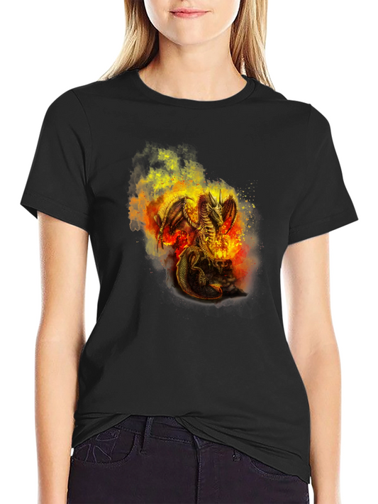 Fiery Dragon Graphic T-Shirt - Black