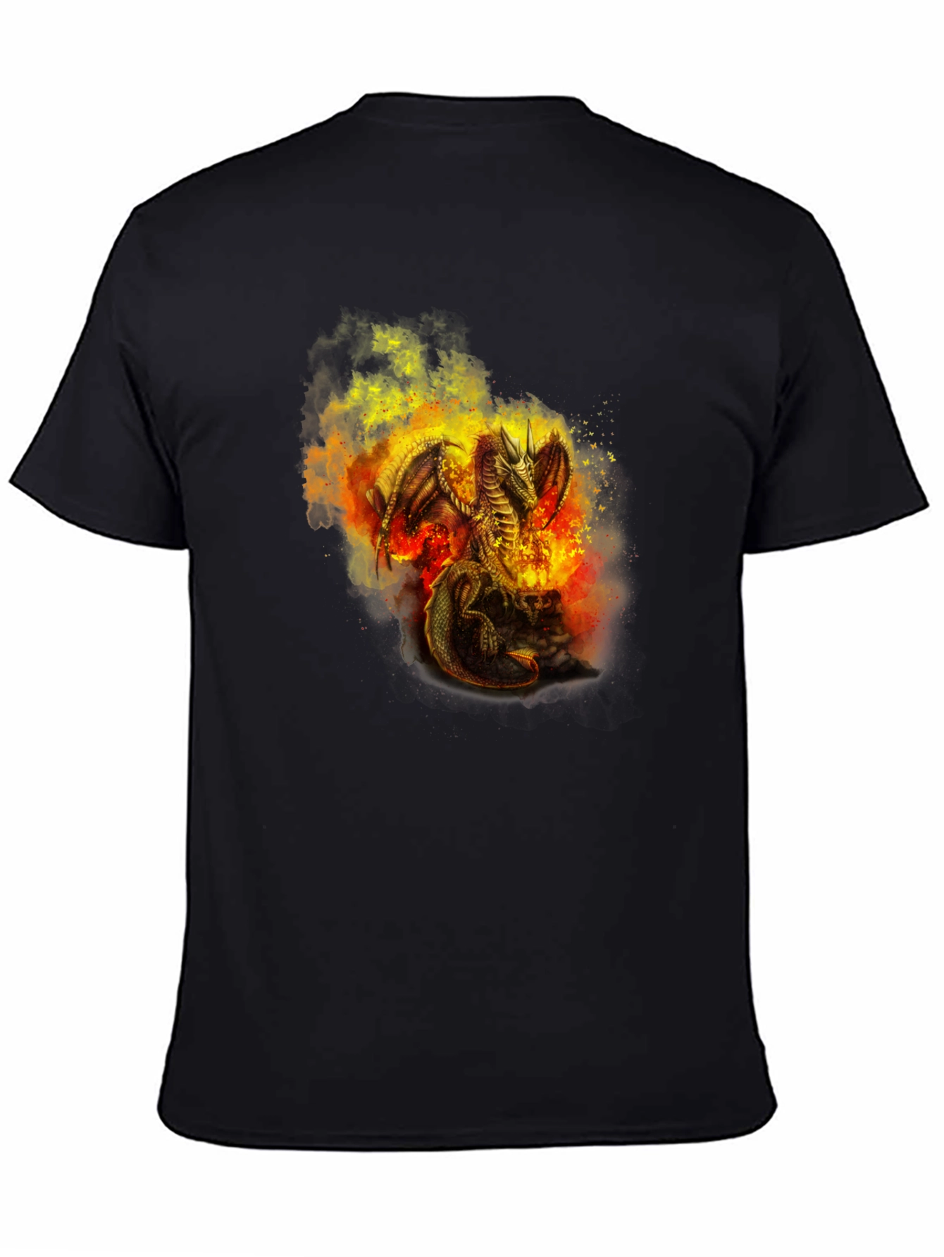 Fiery Dragon Graphic T-Shirt - Black