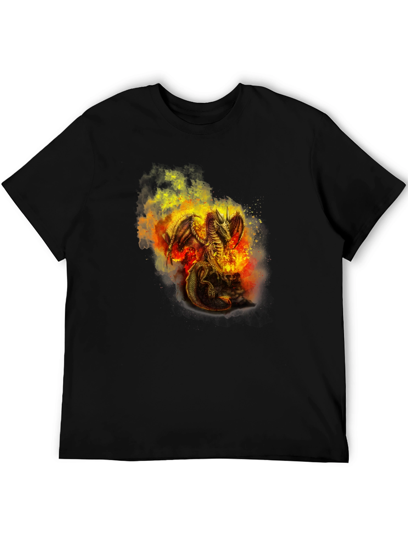 Fiery Dragon Graphic T-Shirt - Black
