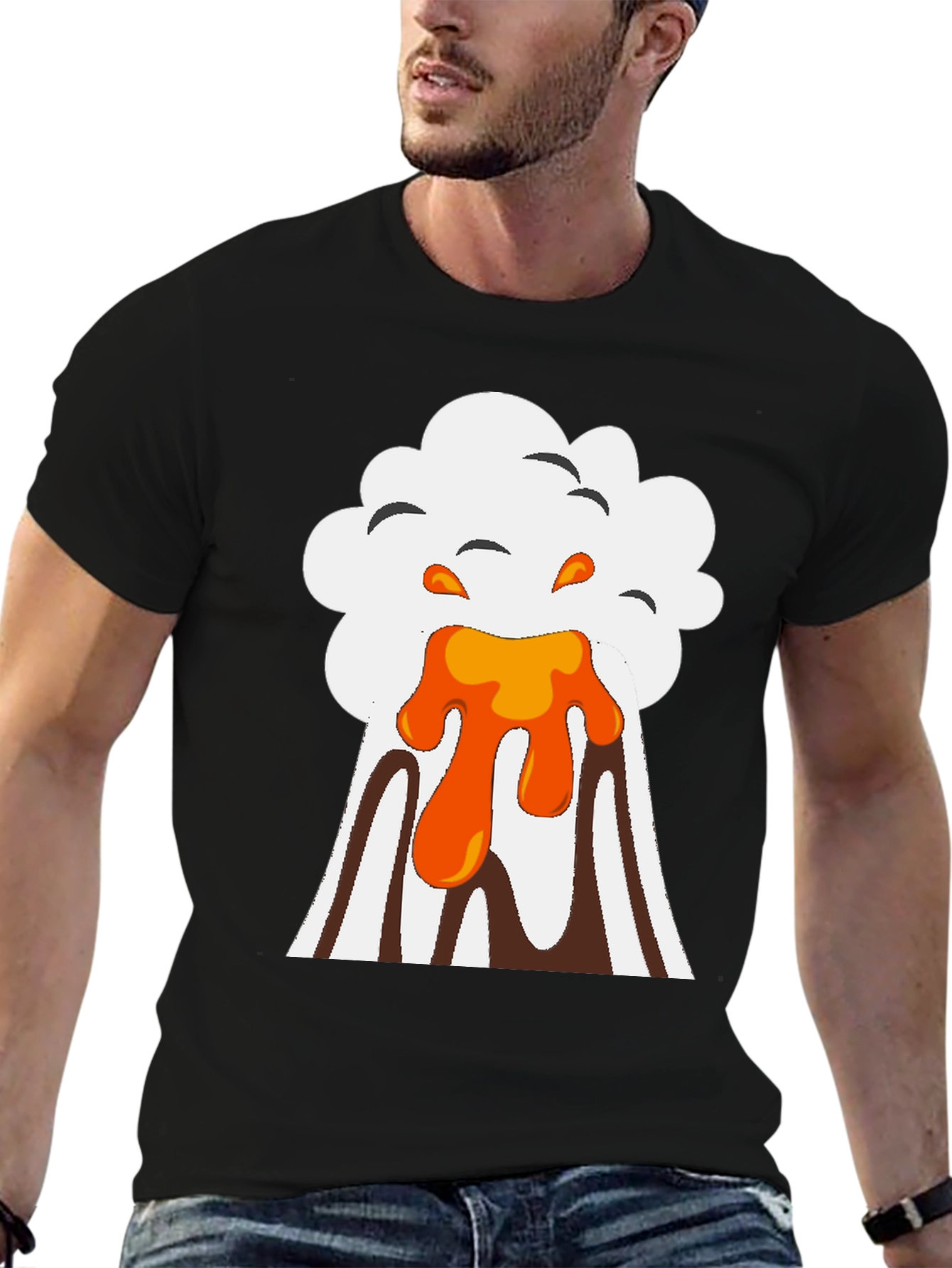 Volcano Eruption Graphic Tee - Black