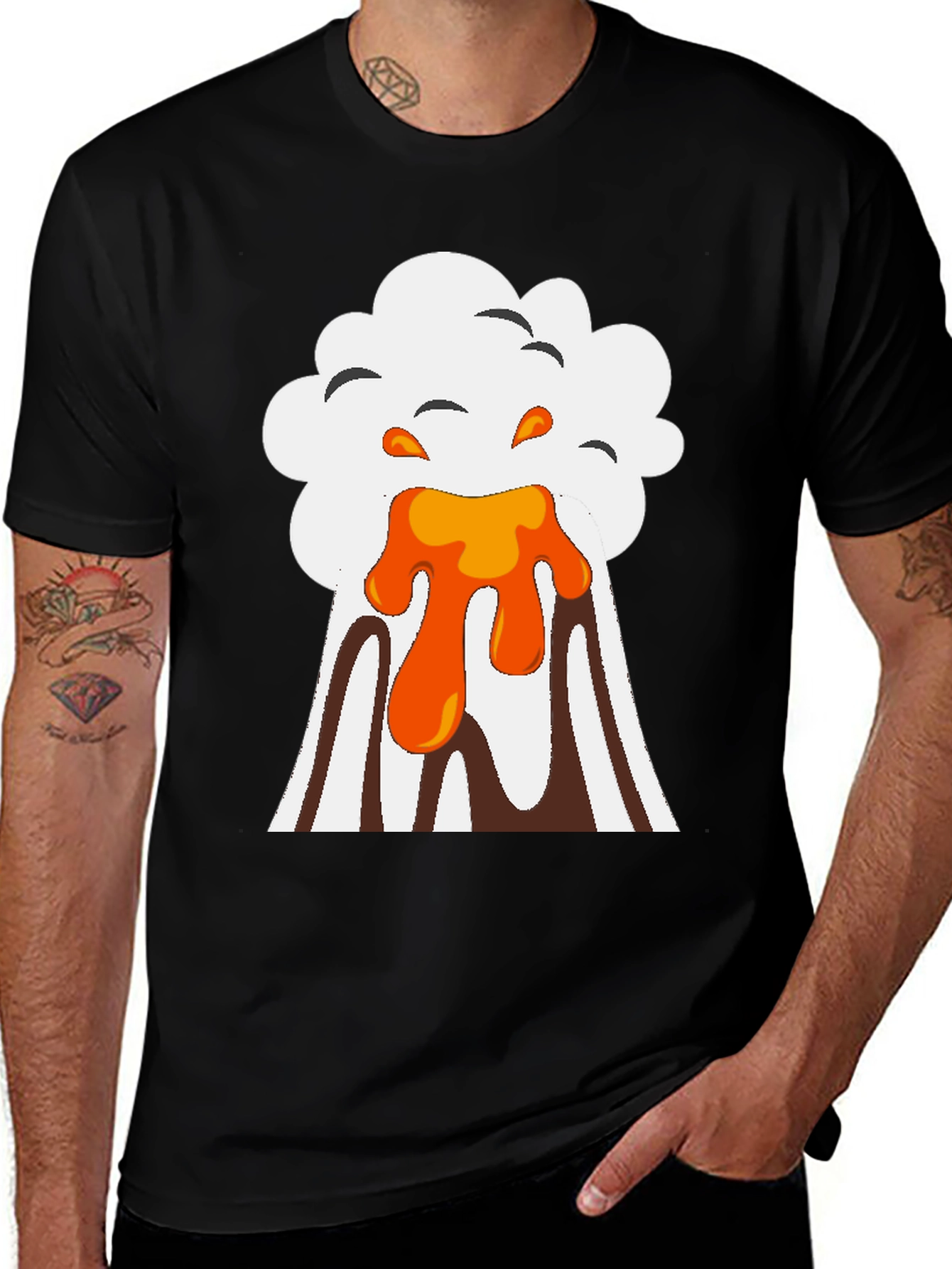Volcano Eruption Graphic Tee - Black