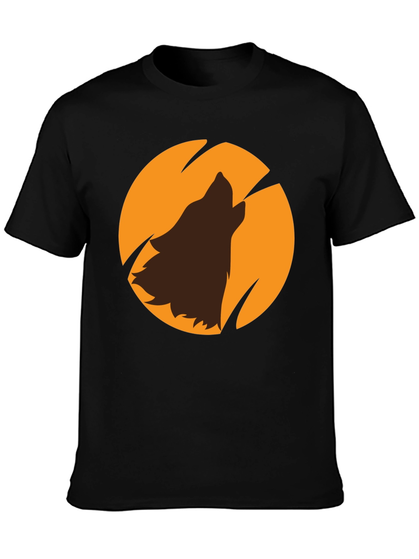Wolf Howling at Moon Black Graphic T-Shirt