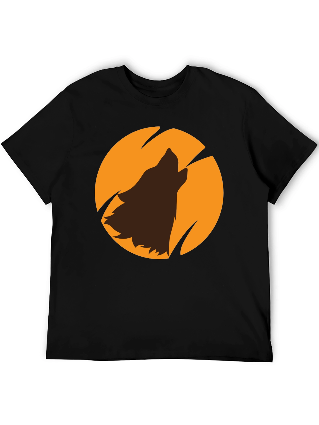 Wolf Howling at Moon Black Graphic T-Shirt