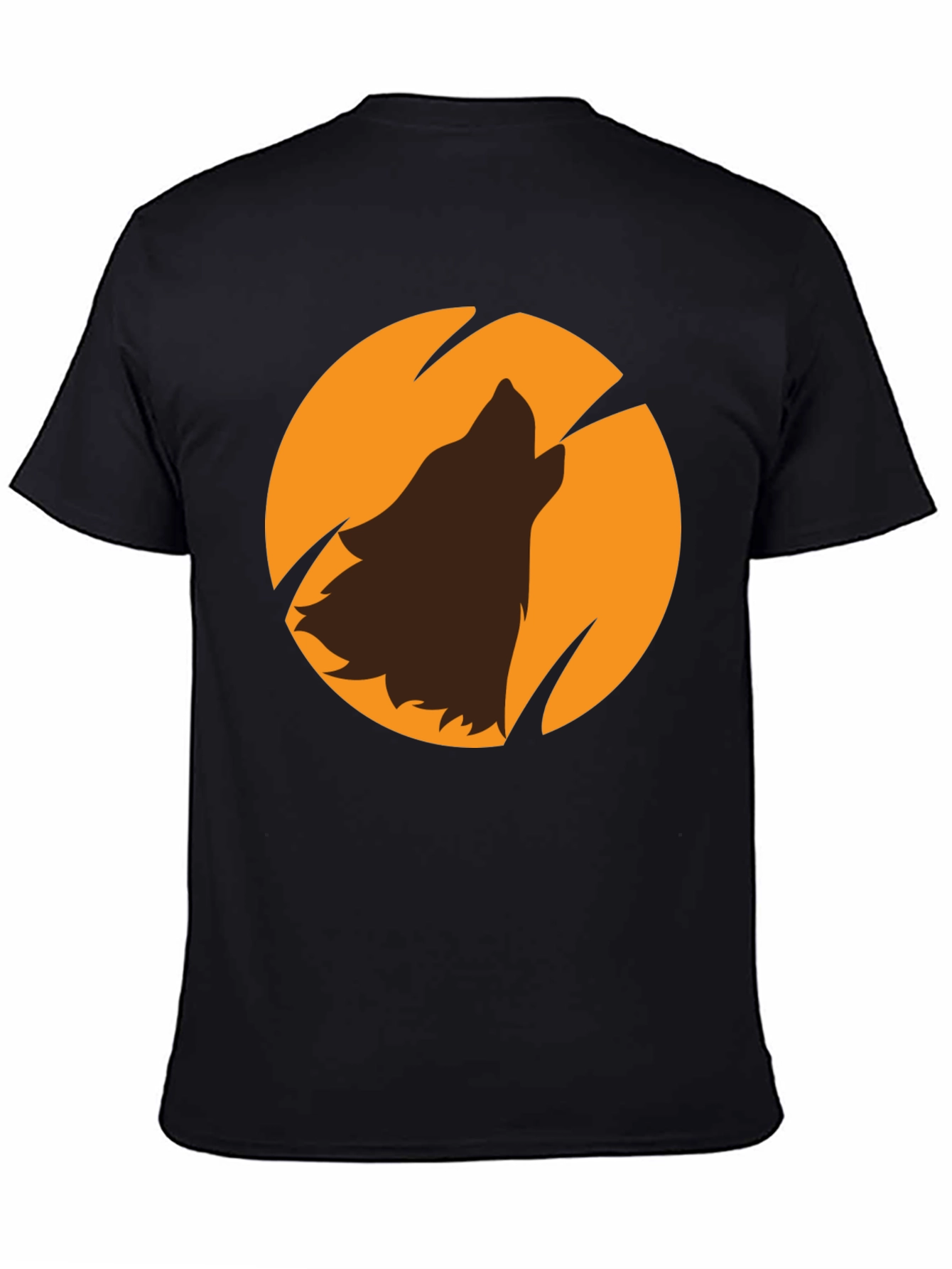 Wolf Howling at Moon Black Graphic T-Shirt