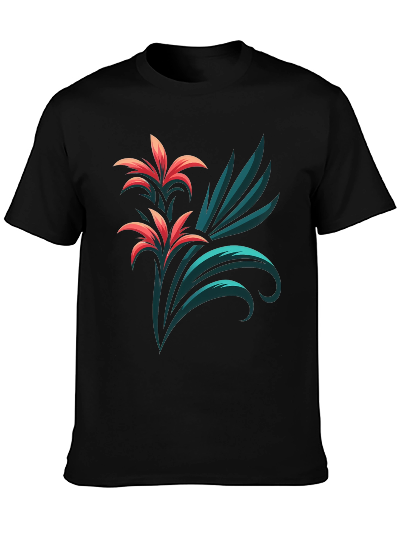 Stylish Black T-Shirt with Floral Graphic Print