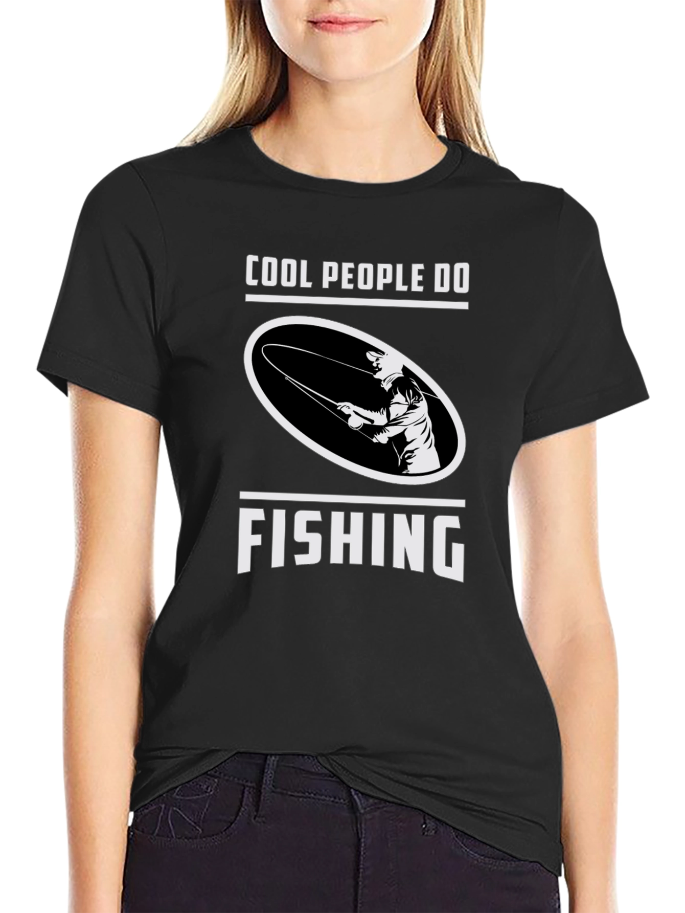 Cool People Fish Black Graphic Tee