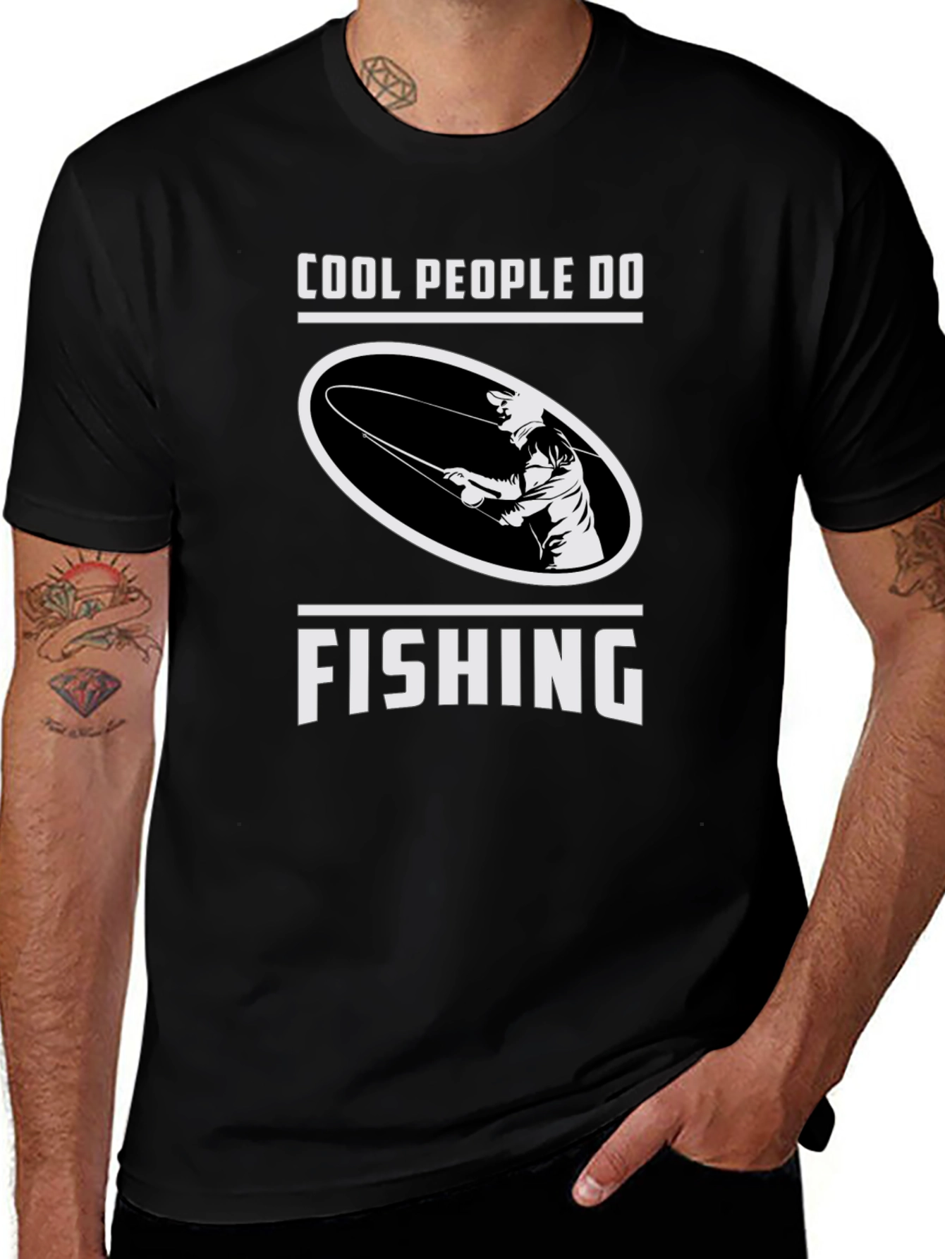 Cool People Fish Black Graphic Tee