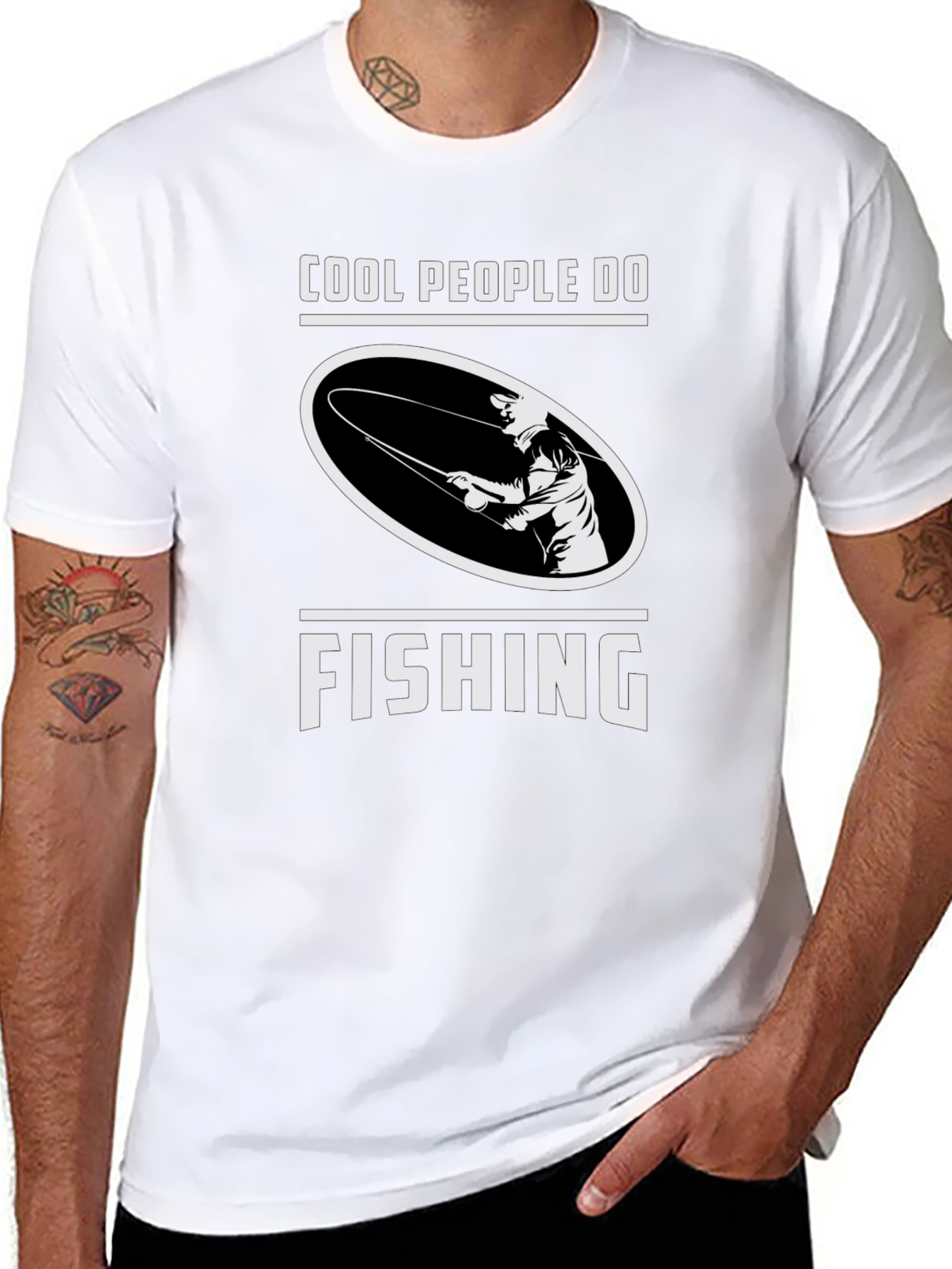 Cool People Fish Black Graphic Tee