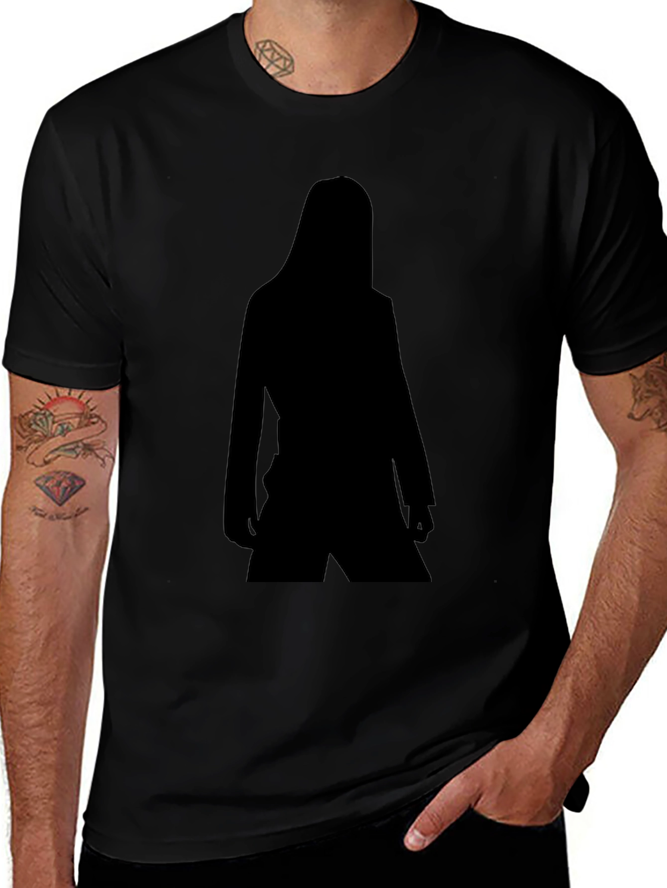Black Silhouette Graphic Tee - Unisex Casual Style