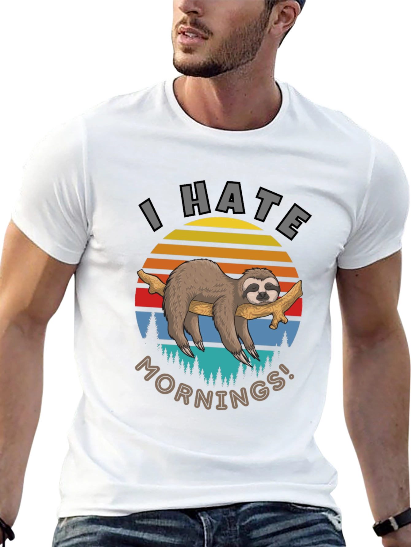 I Hate Mornings Sloth Graphic T-Shirt