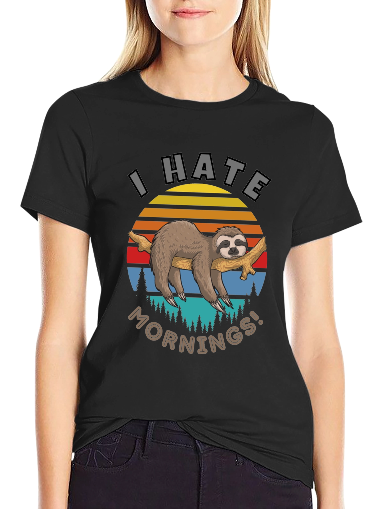 I Hate Mornings Sloth Graphic T-Shirt