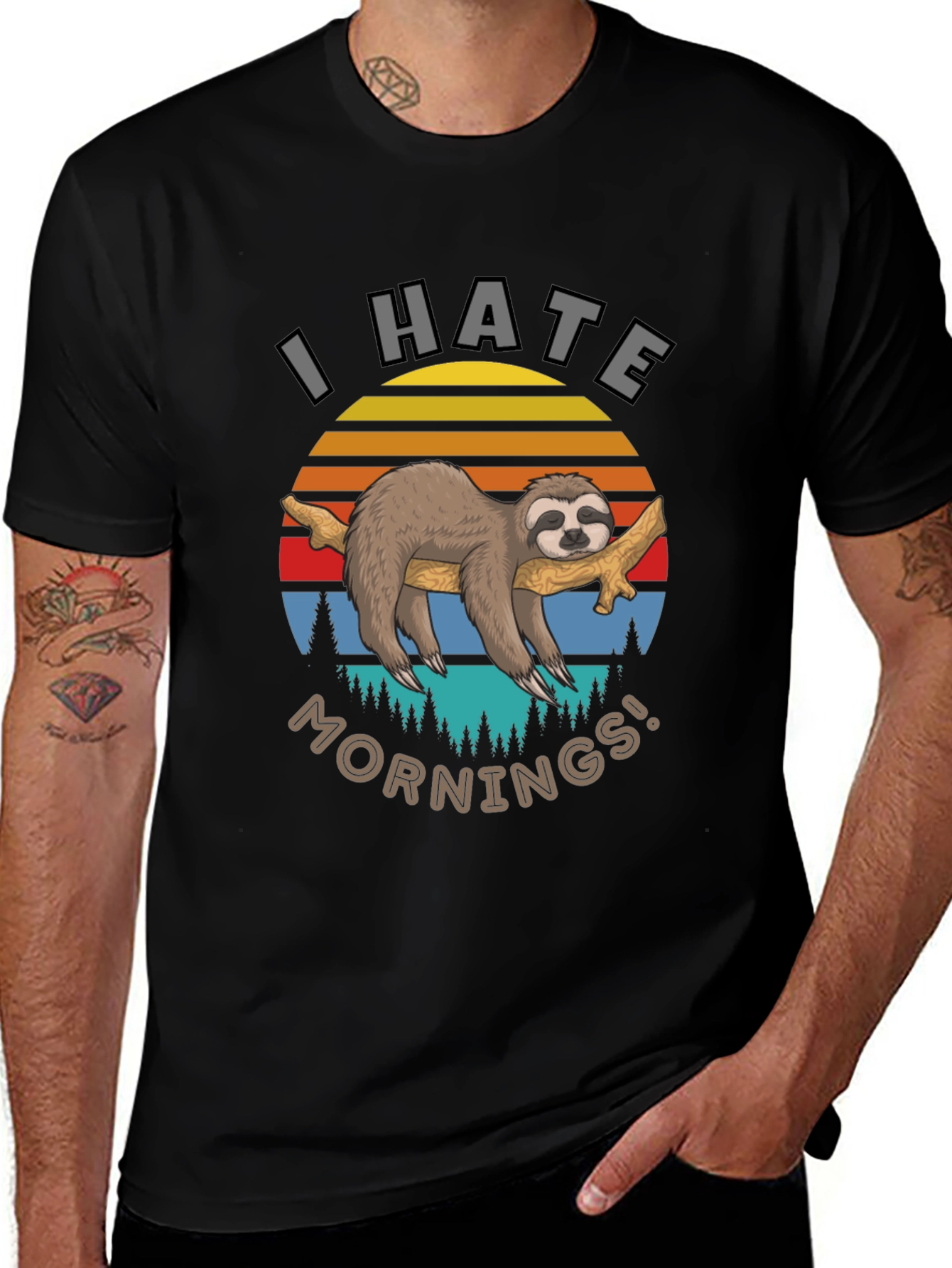 I Hate Mornings Sloth Graphic T-Shirt