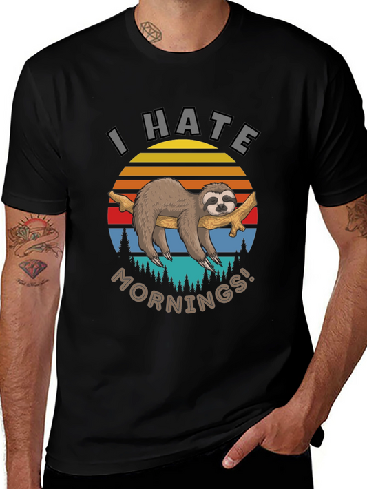 I Hate Mornings Sloth Graphic T-Shirt