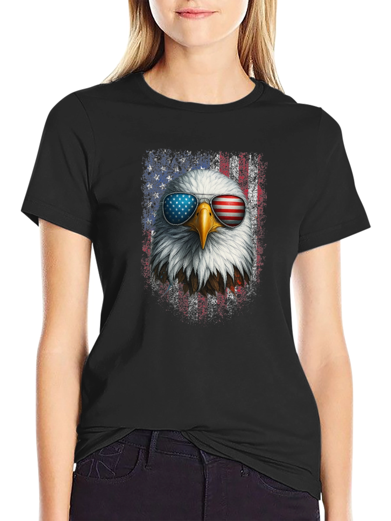 Patriotic Eagle USA Flag Graphic Tee
