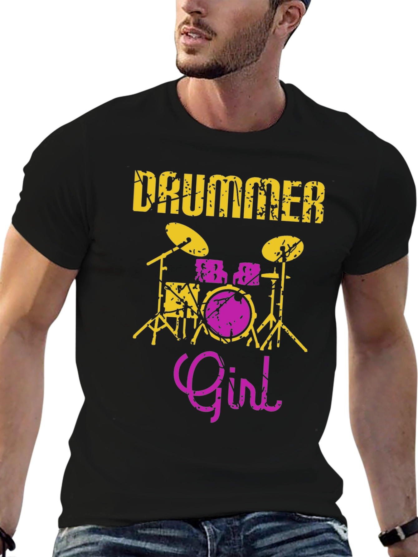 Drummer Girl Graphic Tee - Music Lover Shirt