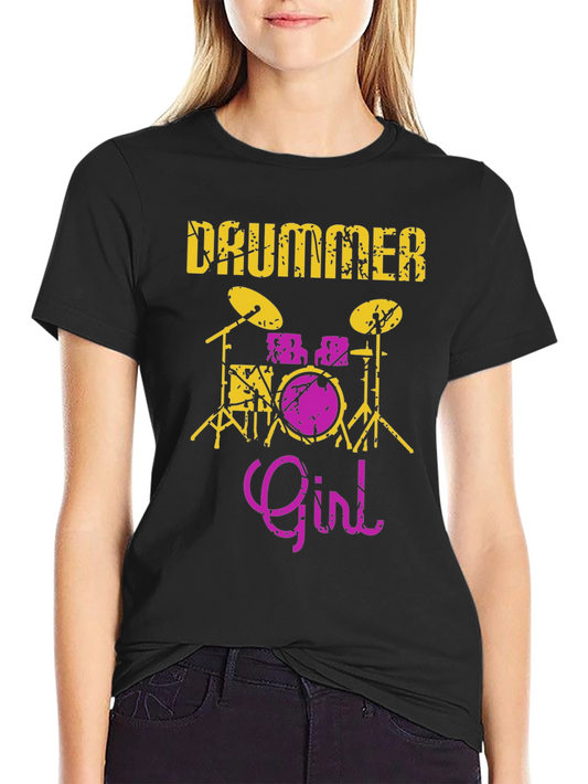 Drummer Girl Graphic Tee - Music Lover Shirt