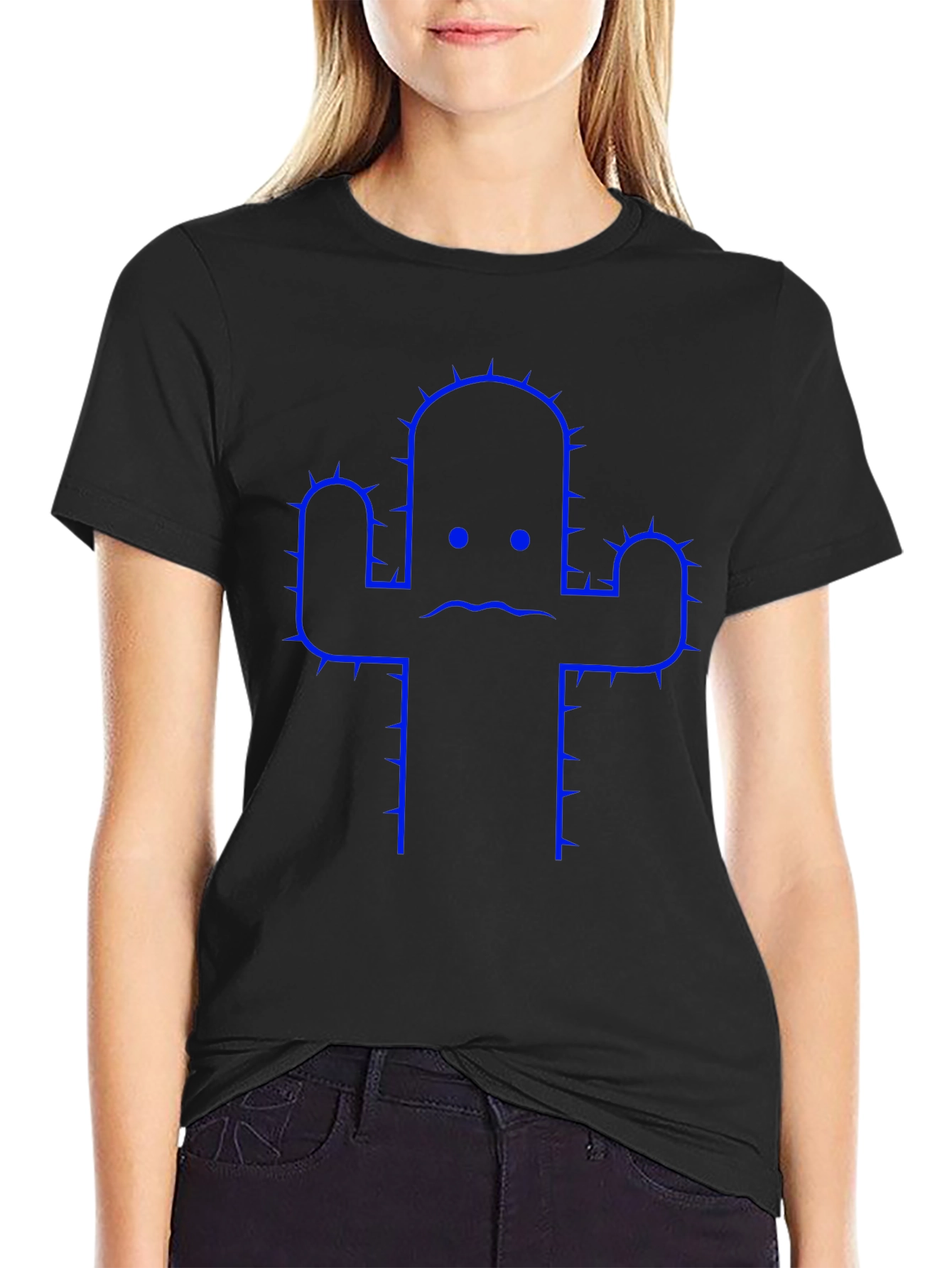 Sad Cactus Graphic Tee - Black