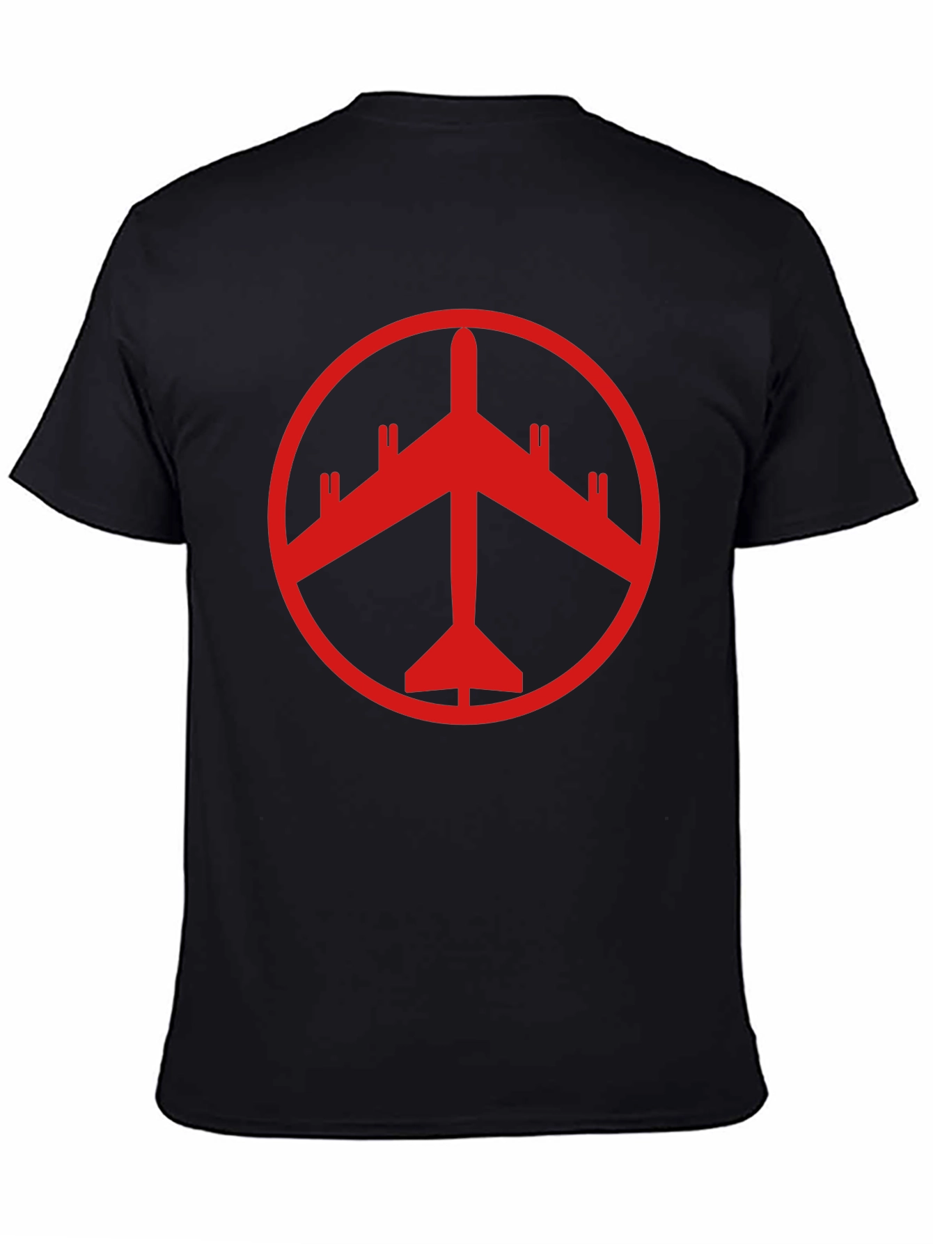 Red Plane Peace Sign Graphic Tee - Black T-Shirt