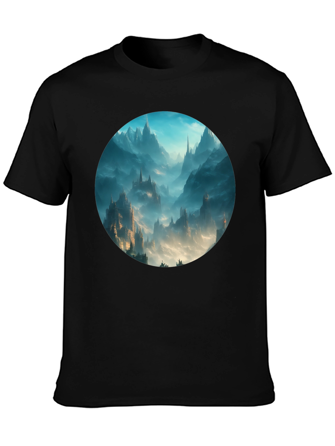 Fantasy Castle T-Shirt - Black Cotton Tee