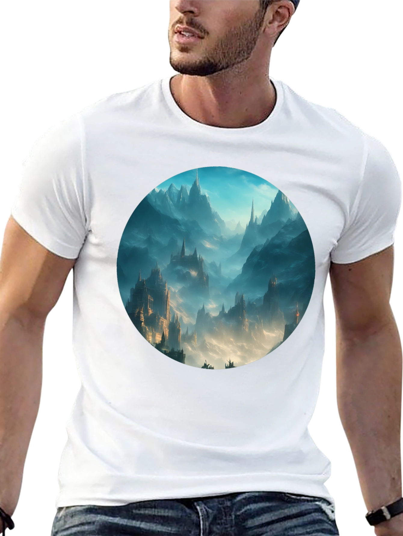 Fantasy Castle T-Shirt - Black Cotton Tee