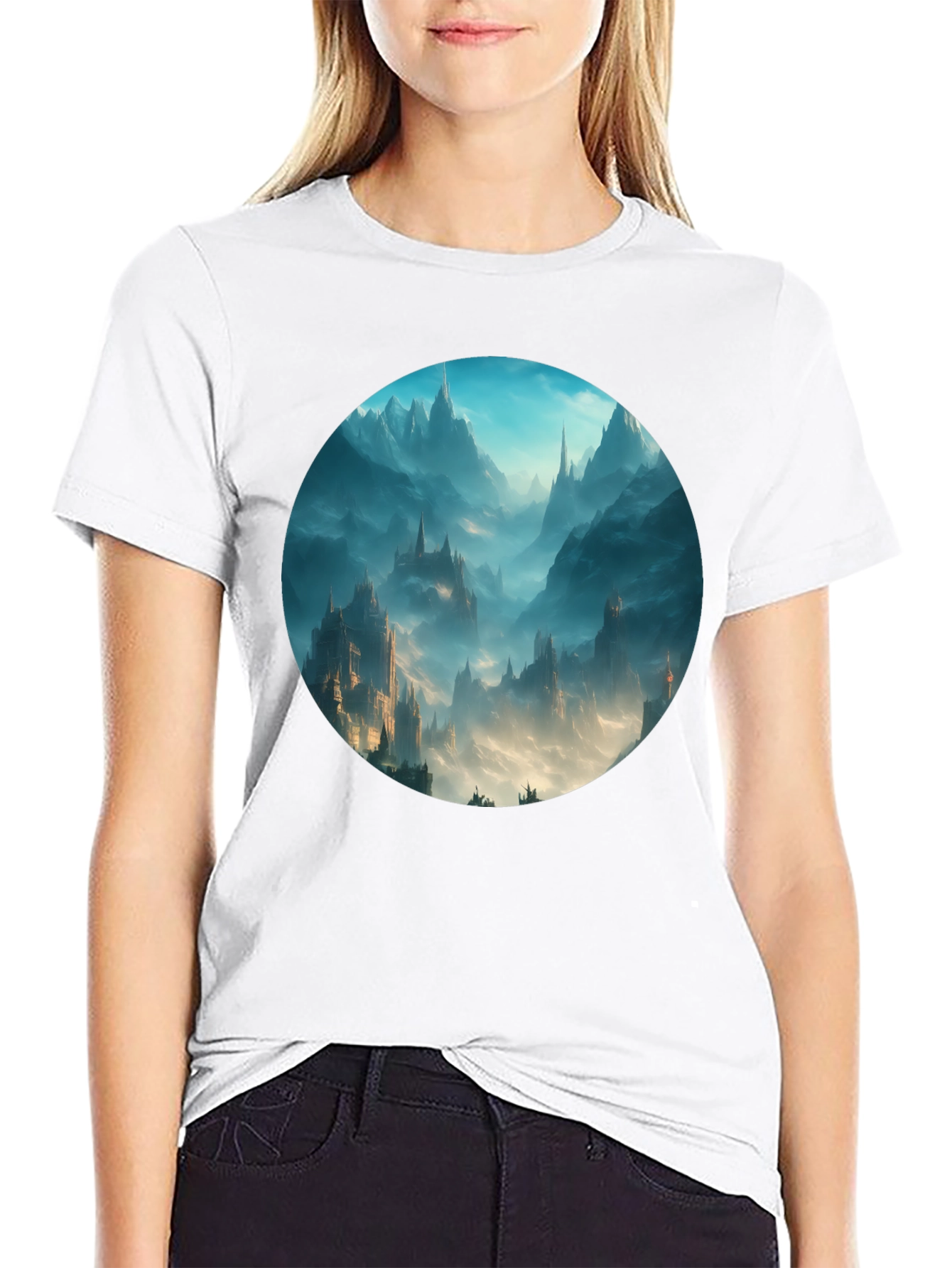 Fantasy Castle T-Shirt - Black Cotton Tee