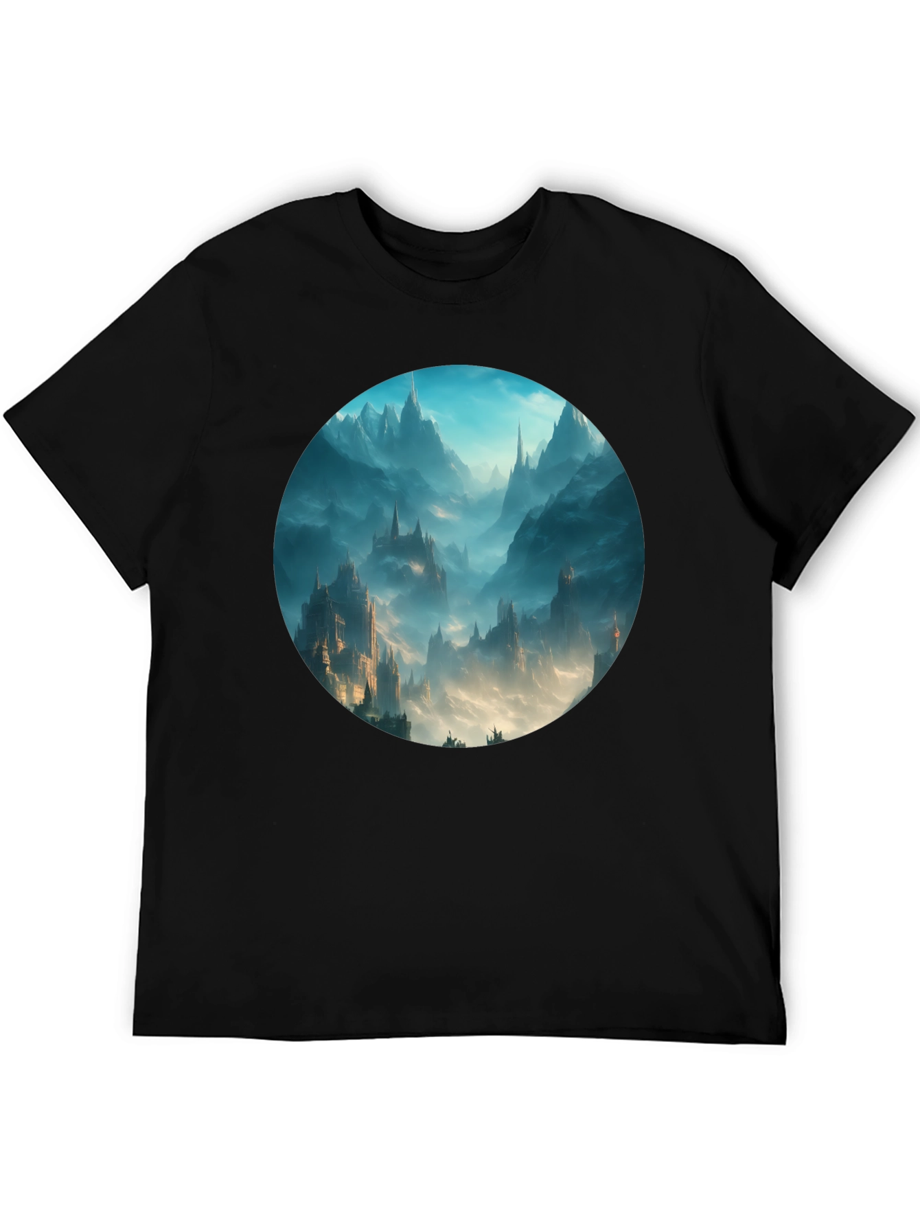 Fantasy Castle T-Shirt - Black Cotton Tee