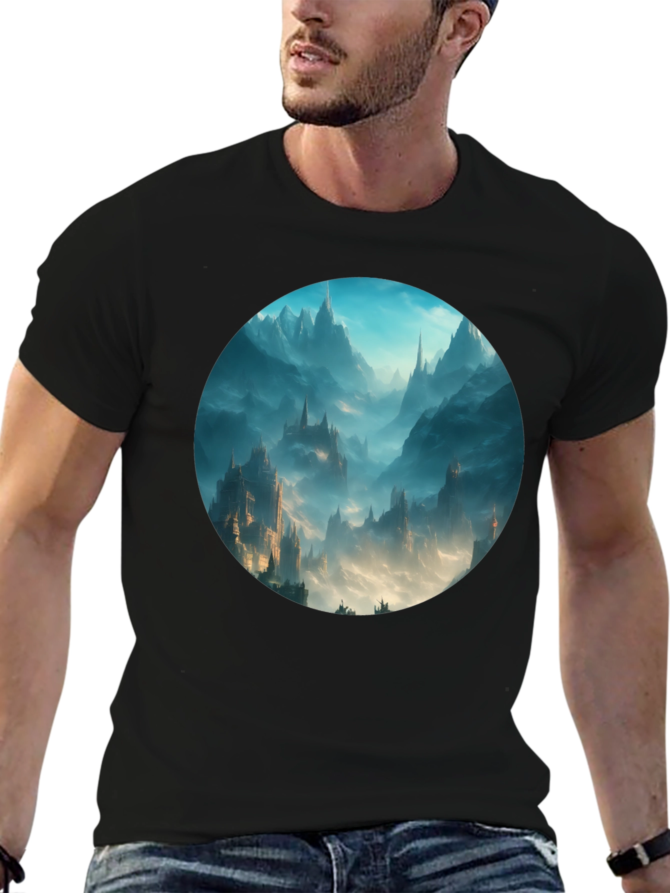 Fantasy Castle T-Shirt - Black Cotton Tee