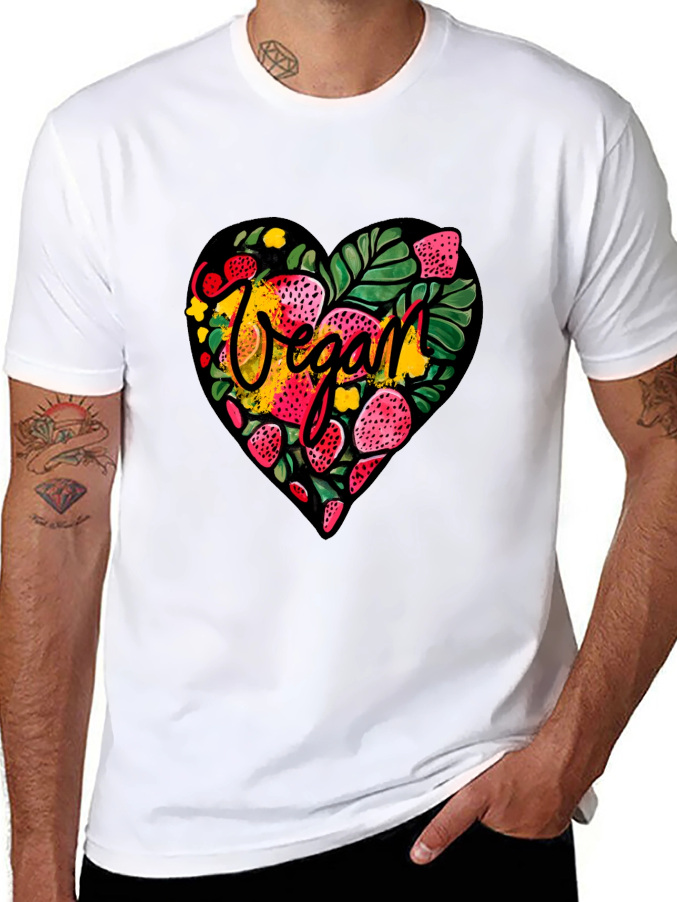 Vegan Strawberry Heart T-Shirt