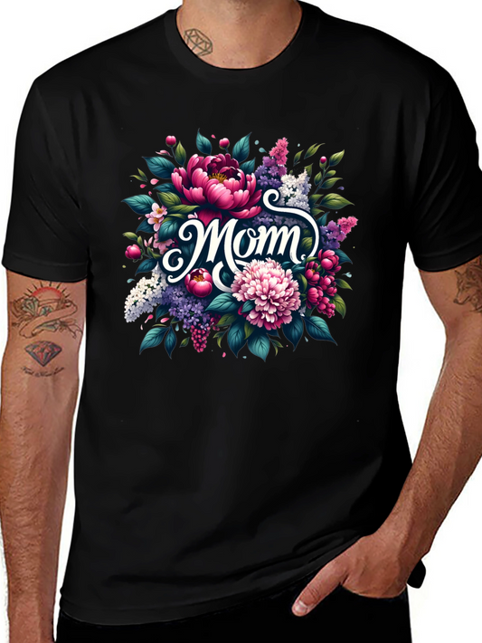 Floral Mom Graphic Tee - Black Unisex T-Shirt