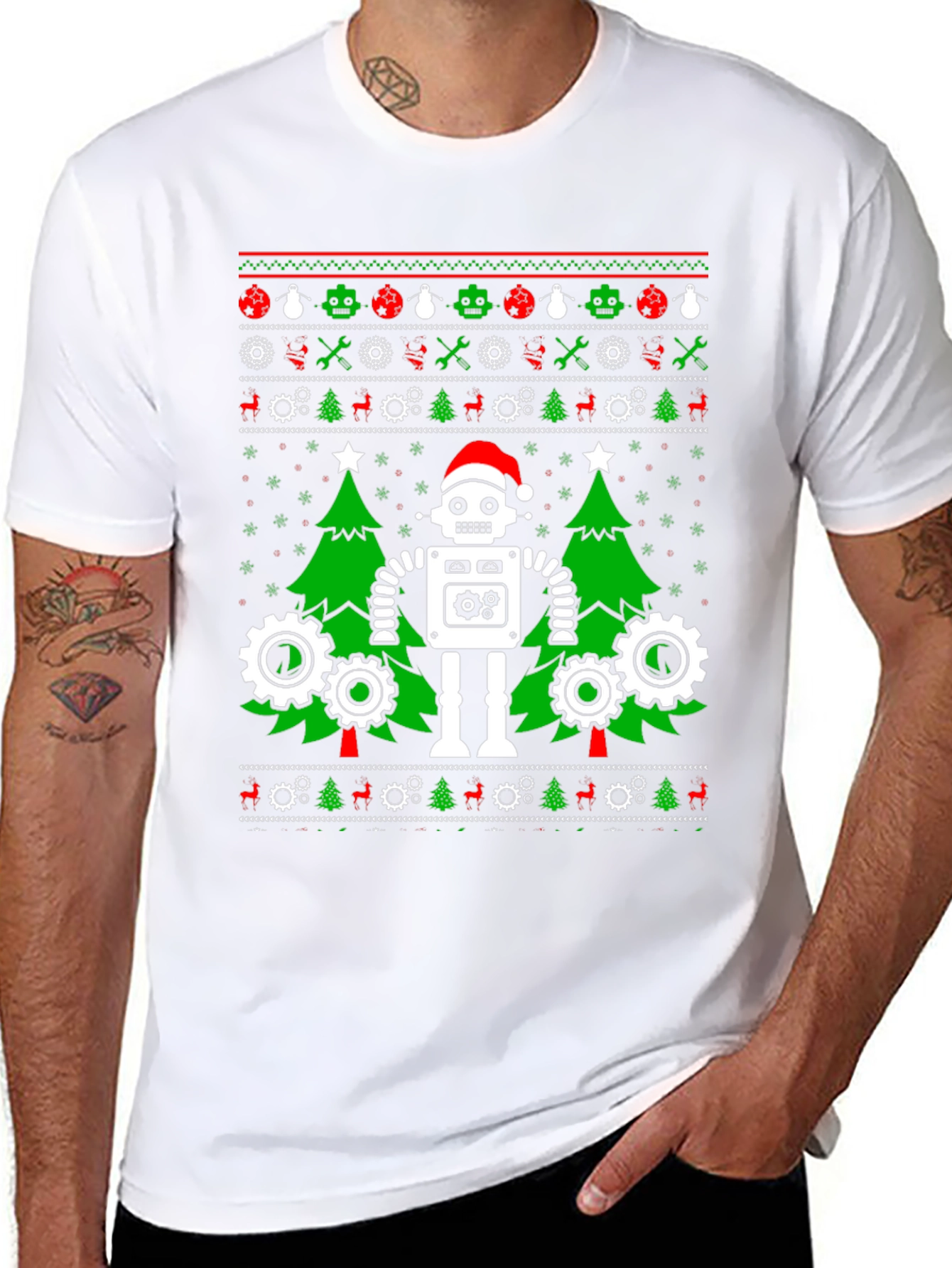 Robot Ugly Christmas Sweater T-Shirt