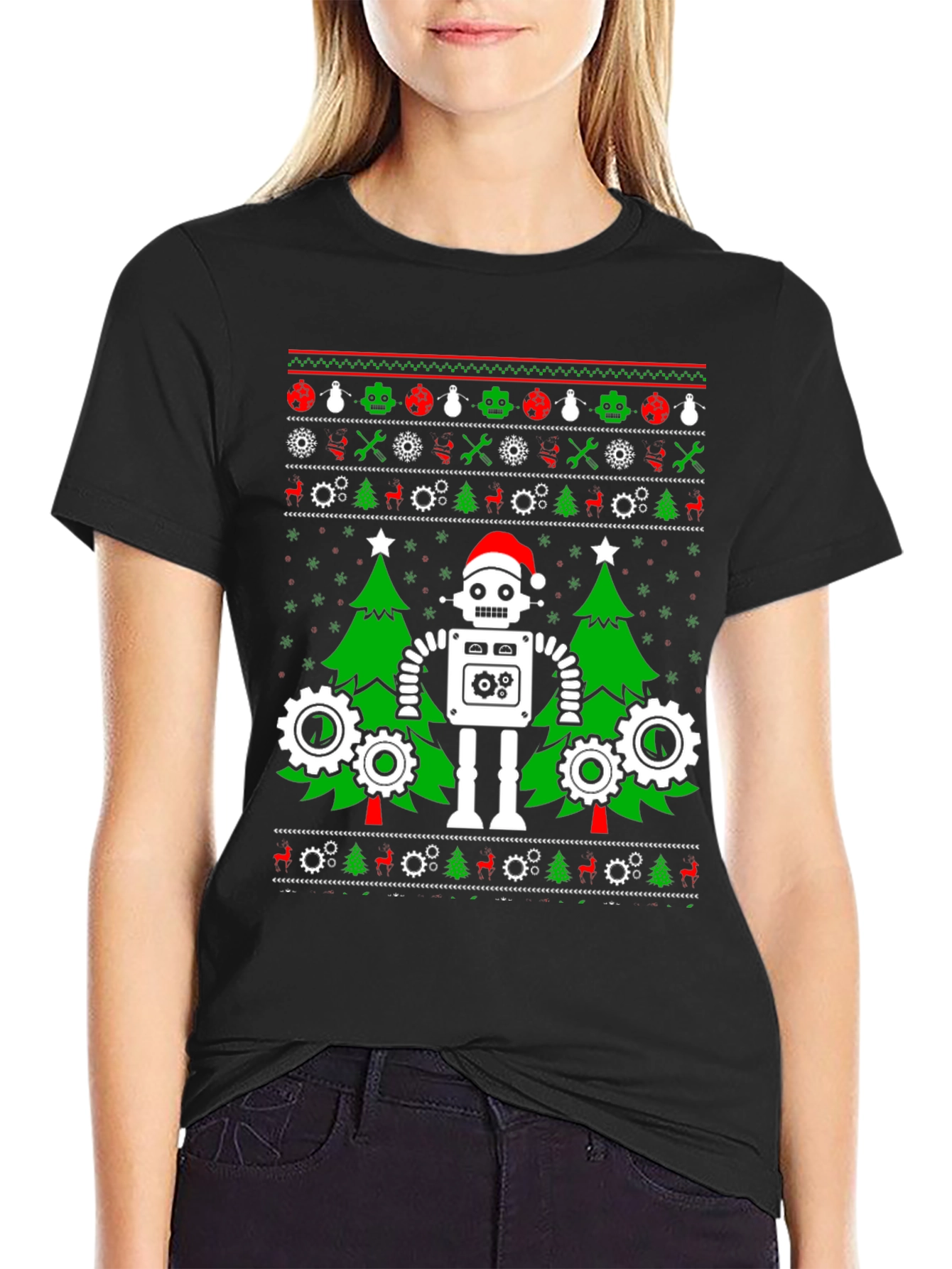 Robot Ugly Christmas Sweater T-Shirt