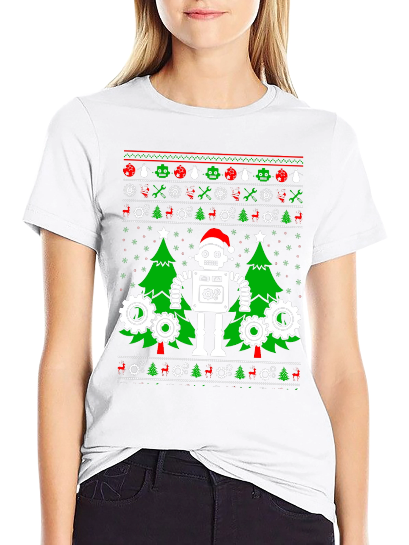 Robot Ugly Christmas Sweater T-Shirt