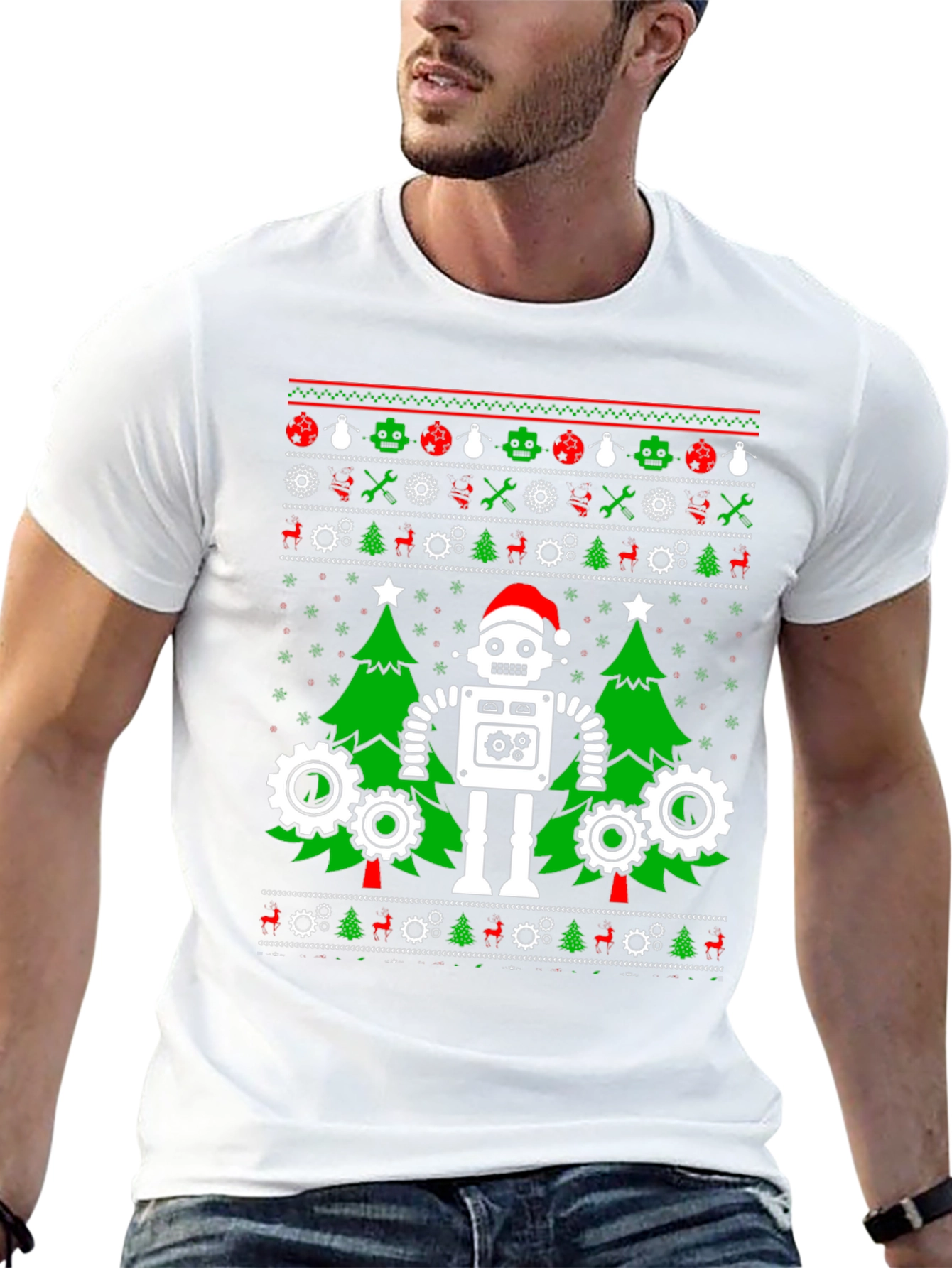 Robot Ugly Christmas Sweater T-Shirt
