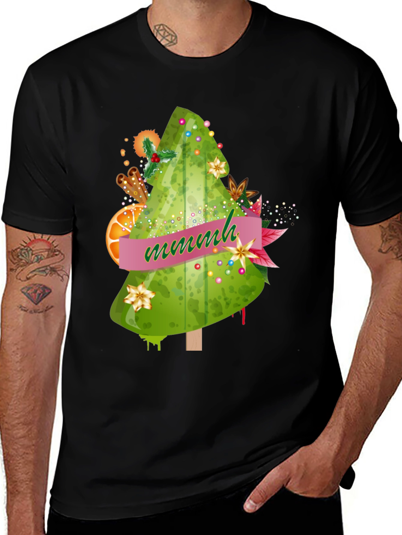 Festive Christmas Tree T-Shirt - Mmmh Holiday Tee