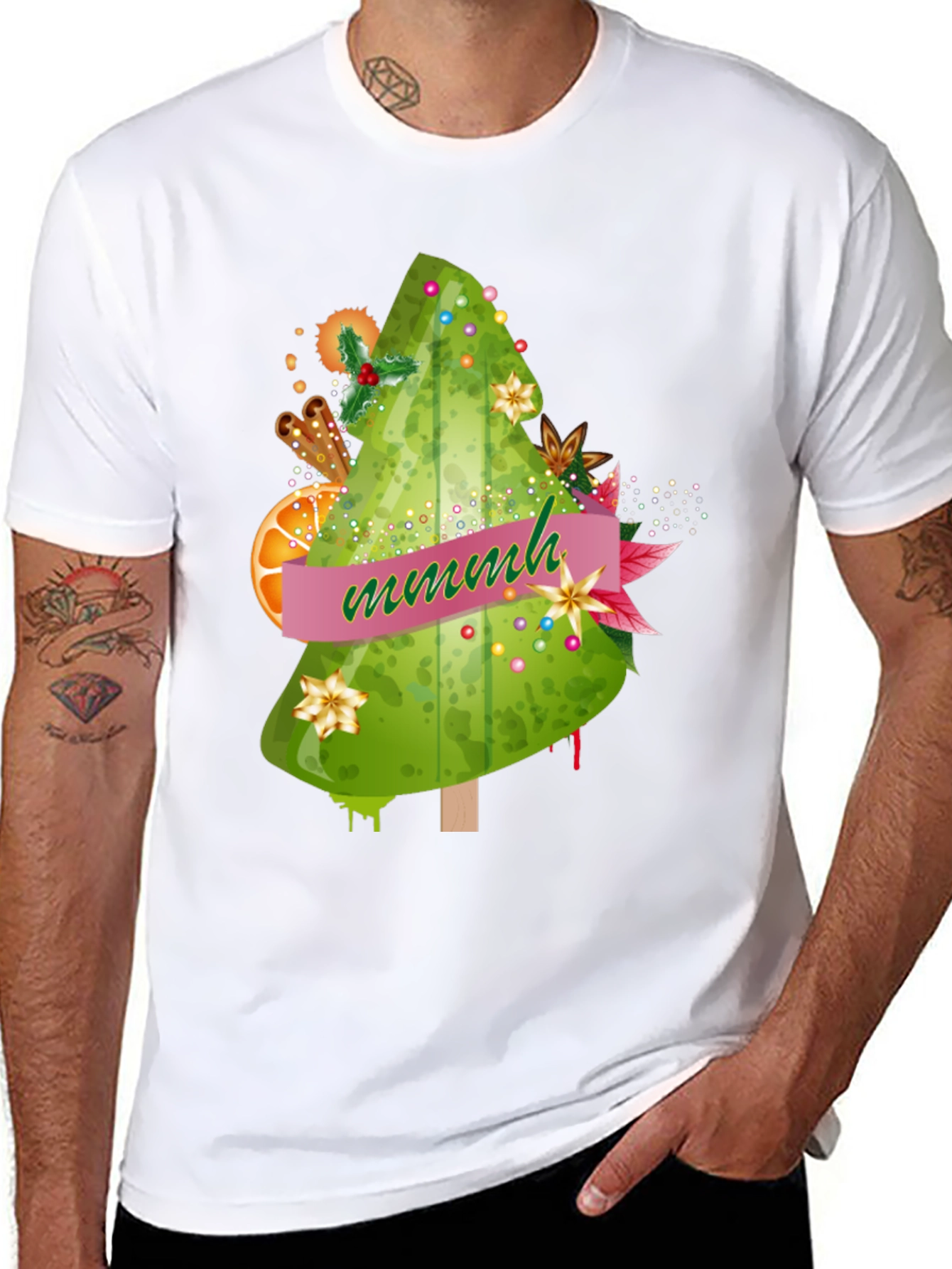 Festive Christmas Tree T-Shirt - Mmmh Holiday Tee