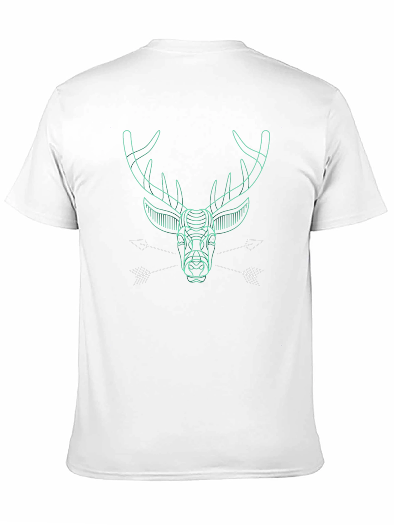Geometric Deer Graphic Print Black T-Shirt