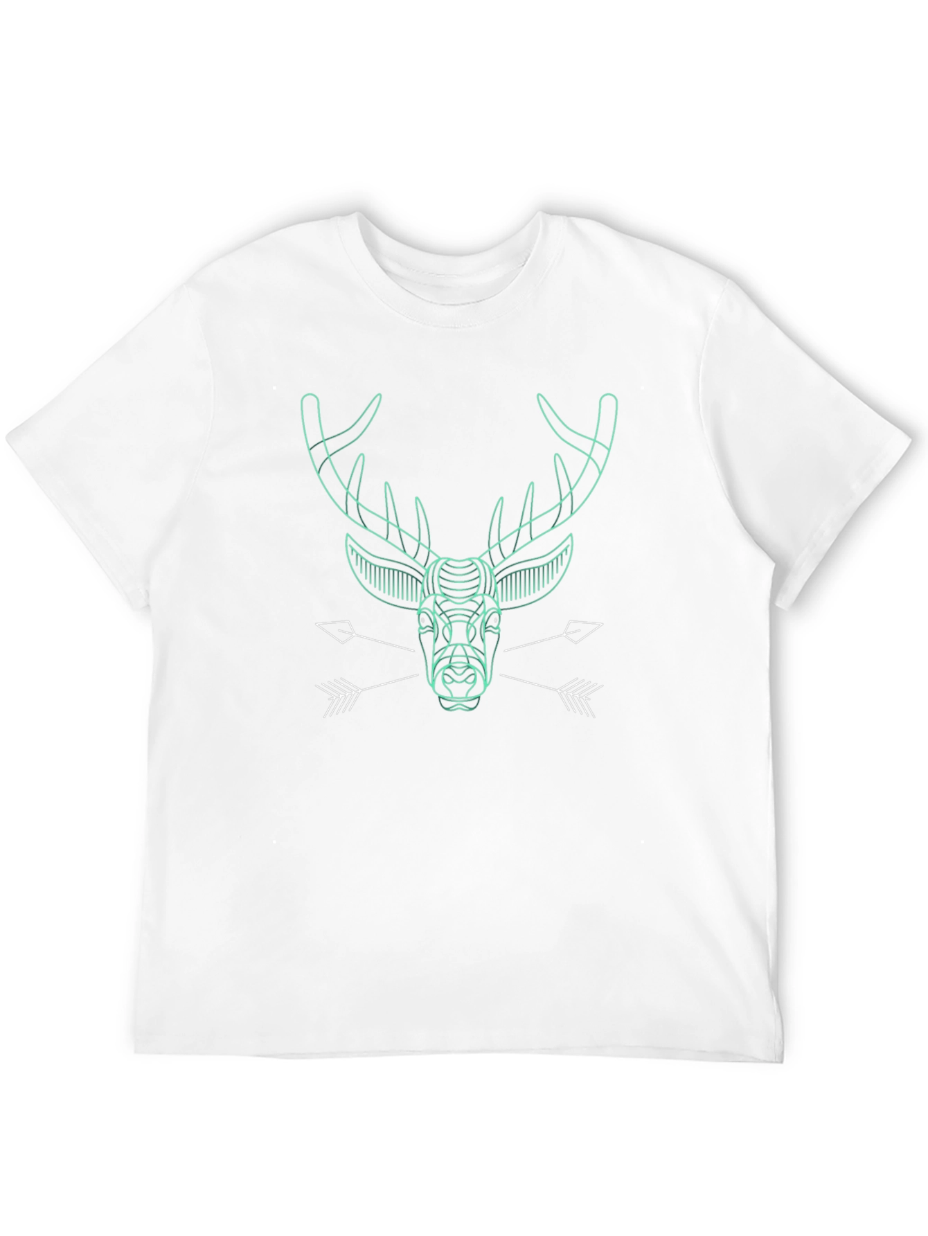Geometric Deer Graphic Print Black T-Shirt