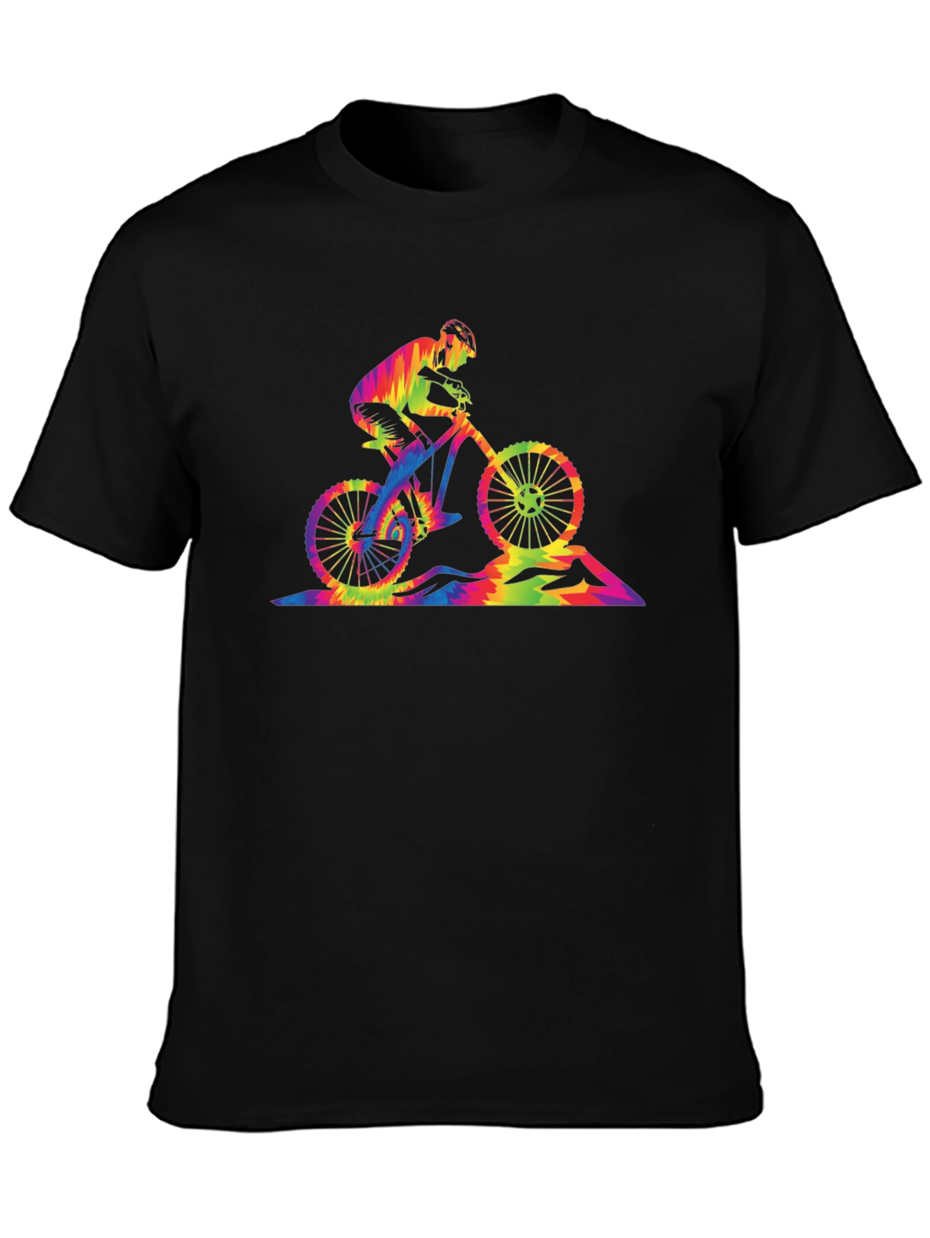 Mountain Biker Graphic Tee - Black Cotton T-Shirt